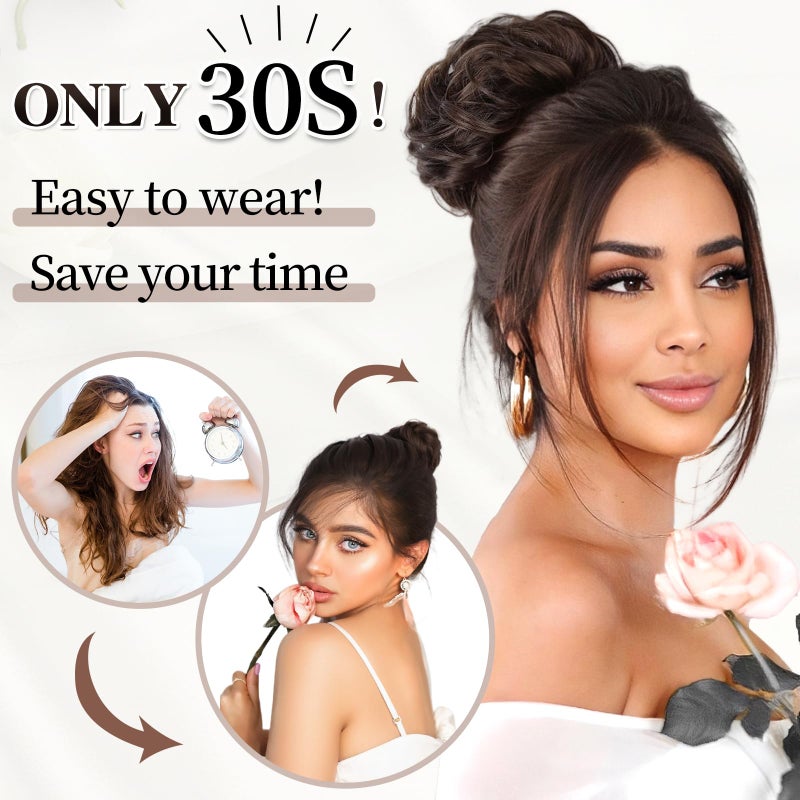 HMD Messy Bun Hair Piece Curly Hair Bun for Women Hair Bun Hair Piece Scrunchies Synthetic Fake Bun Chignon Hair Extensions Hairpieces for Daily Wear - Image 3